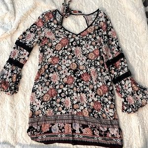 Xhilaration black floral bohemian dress